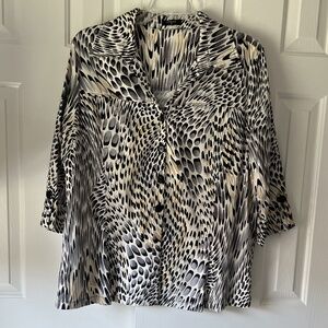 Klaveli Women XLarge Stretch Buttons Animal Print? Silver/Blk/Gold Jacke…